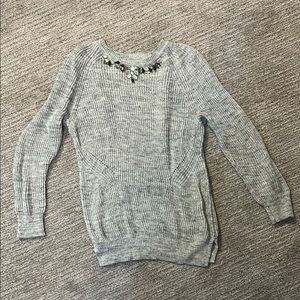 LOFT Gray Crew Neck Sweater Comfortable Knitwear
